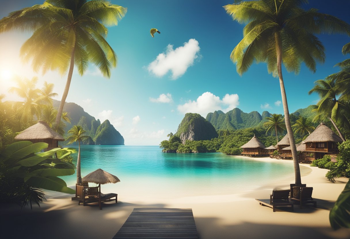 Recreate a scene of recommended activities on paradise islands worldwide