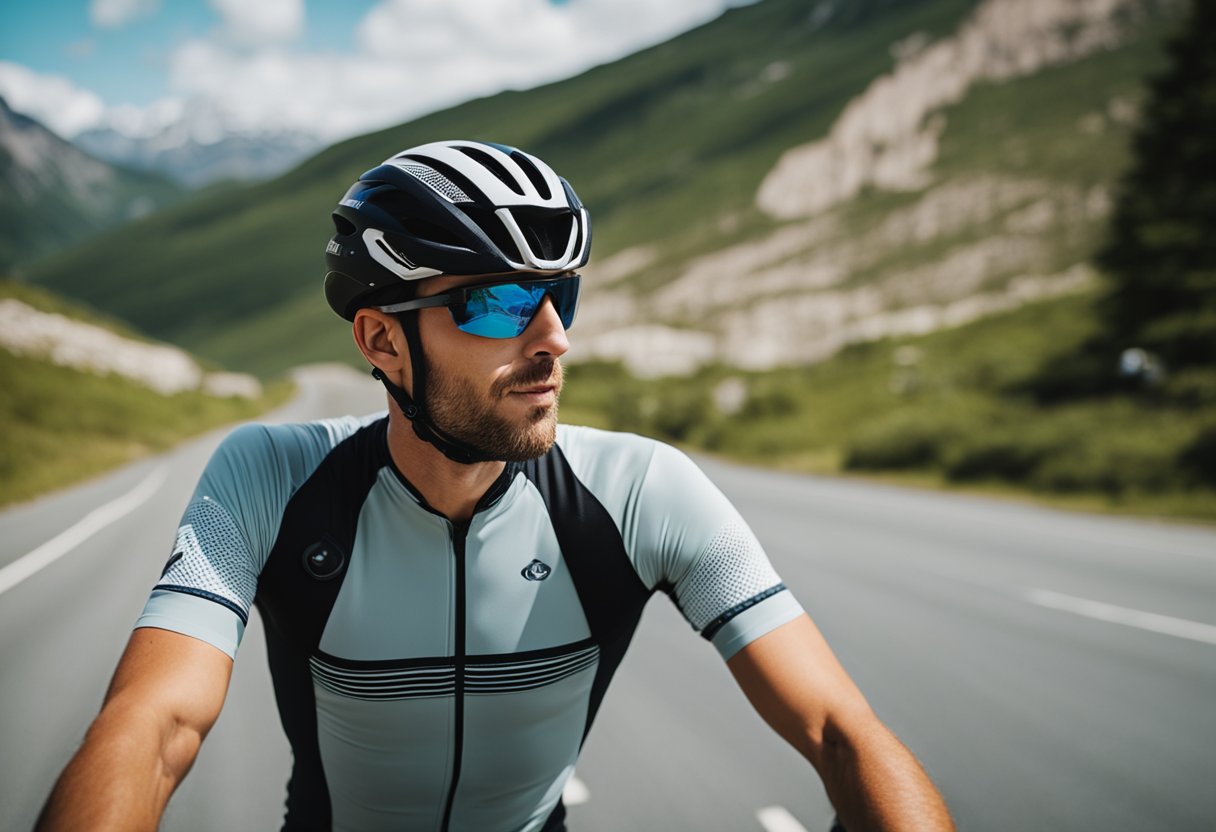 A cyclist navigating through scenic tourist destinations, mapping out routes and enjoying the journey